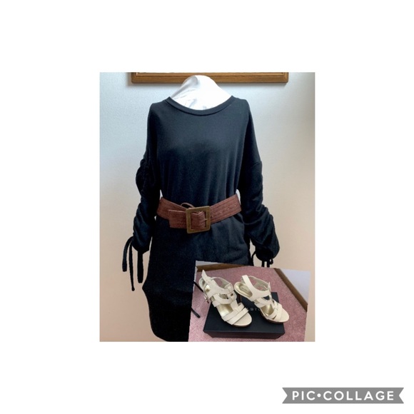 Lush Black Sweatshirt Dress with Belt and Shoes - Picture 1 of 1